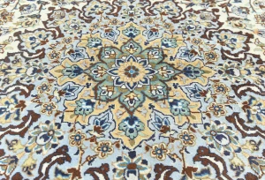 Semi Antique Cream Floral Traditional 12x16 Kashan Persian Oriental Rug