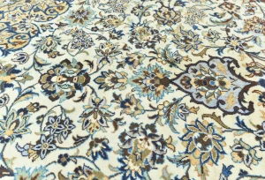 Semi Antique Cream Floral Traditional 12x16 Kashan Persian Oriental Rug