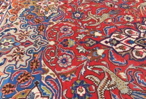 Semi Antique Red Pictorial Traditional 10X13 Kashmar Persian Rug