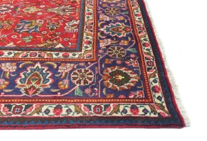 Vintage Red FloralTraditional 9'7X12'6 Tabriz Persian Rug