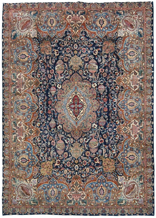 Vintage Purple-navy Traditional 10X13 Kashmar Persian Rug