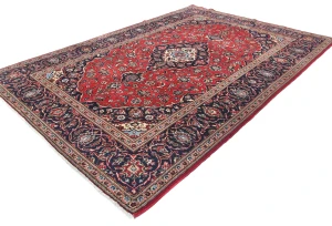 Vintage Red Traditional Floral 6'5X9'7 Kashan Persian Rug