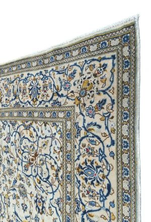 Vintage Cream Traditional Floral 7X10 Kashan Persian Rug