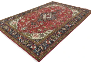 Vintage Red Floral Traditional 7X10 Tabriz Persian Rug