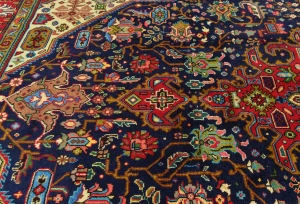 Vintage Purple-navy Floral Traditional 6'5X9'6 Tabriz Persian Rug