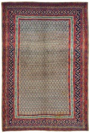 Vintage Khaki Tribal 7X10 Koliaie Persian Rug