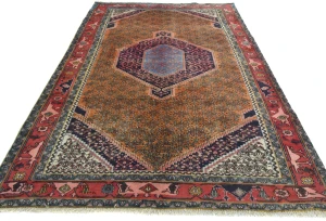 Vintage Orange Traditional 6X9 Ardabil Persian Rug