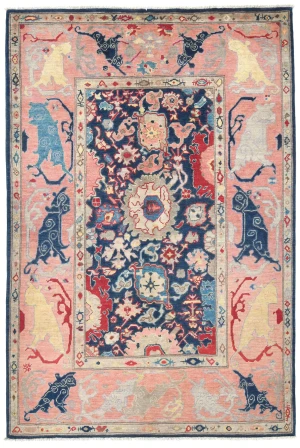 Dark Navy Floral Modern 5X7 Kazak Pakistan Rug