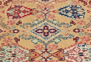 Rusty Beige Pictorial Modern 5X7 Kazak Pakistan Rug