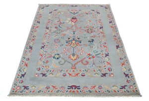 Gray Floral Modern 3X5 Kazak Pakistan Rug