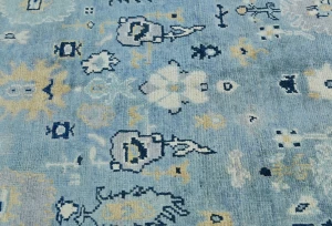 Blue Floral Modern 4X5 Kazak Oushak Pakistan Rug
