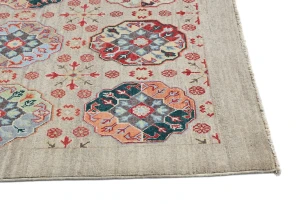 Beige Floral Modern 4X6 Kazak Oushak Pakistan Rug