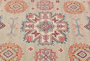 Beige Geometric Modern 4X6 Kazak Pakistan Rug