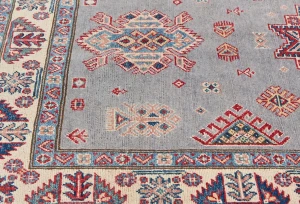 Light Gray Geometric Modern 4X6 Kazak Pakistan Rug