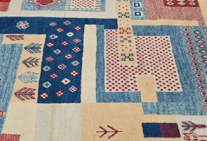 Multicolored Geometric Modern 4X6 Kazak Oushak Oriental Rug