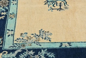 Cream Bordered Modern 4X6 Kazak Oushak Pakistan Rug