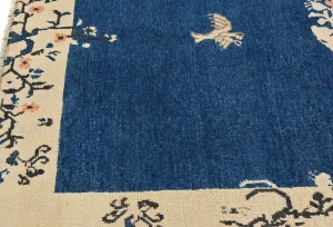 Navy Blue Bordered Modern 4X6 Kazak Osuhak Pakistan Rug
