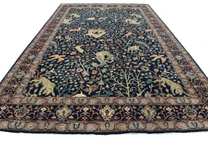 Dark Navy Pictorial Tribal 9X12 Oushak Oriental Rug