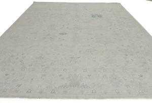 Muted Beige Floral Transitional 9'2X11'7 Oushak Oriental Rug