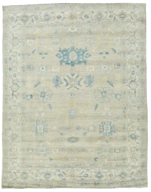 Muted Beige Floral Transitional 8X10 Oushak Oriental Rug