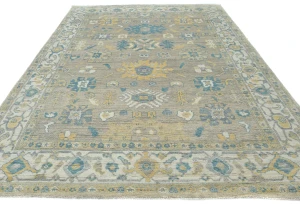 Muted Brown Floral Transitional 8X10 Oushak Oriental Rug