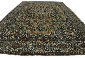 Semi Antique Beige Floral 12X15 Vintage Oriental Rug