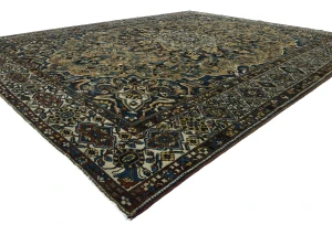 Semi Antique Beige Floral 12X15 Vintage Oriental Rug