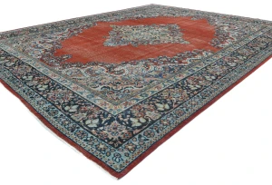 Semi Antique Muted Floral 10X14 Distressed Vintage Oriental Rug