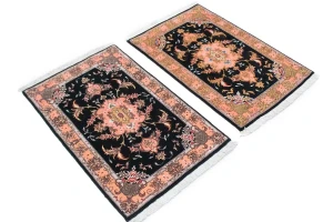 Black Traditional 2X3 Set of Tabriz Persian Rugs