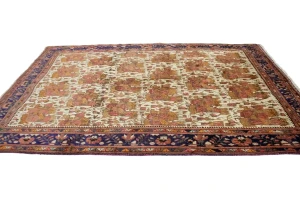 Muted Cream Semi Antique Floral 6'6X9'4 Sirjan Persian Rug