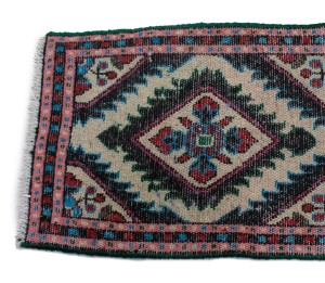 Cream & Pink Tribal 1X2 Hamedan Persian Rug