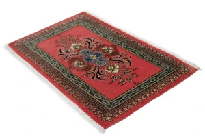 Coral Red Vintage Floral 2X3 Kashan Persian Oriental Rug