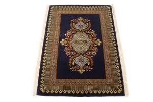 Vintage Dark Navy Classic 2'5X3'3 Kashan Persian Rug