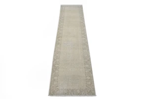 Antique Muted Distressed 3X13 Tabriz Persian Runner Rug