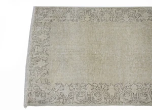 Antique Muted Distressed 3X13 Tabriz Persian Runner Rug