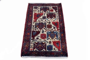 Cream Vintage Tribal Pictorial 3X4 Abadeh Persian Oriental Rug