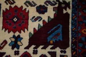 Cream Vintage Tribal Pictorial 3X4 Abadeh Persian Oriental Rug
