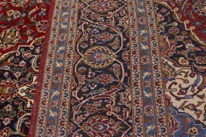 Vintage Red Traditional 10X14 Kashan Persian Rug