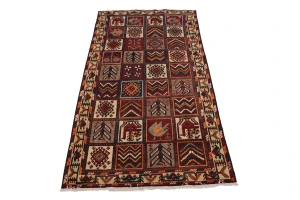 Vintage Rusty Red Floral Garden 5X10 Bakhtiari Persian Rug