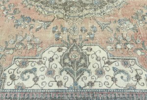 Antique Muted Rust Floral 10'4X13'6 Distressed Vintage Oriental Rug