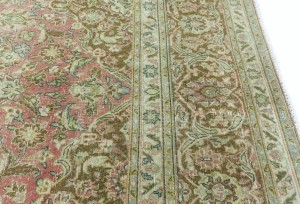 Antique Muted Rose Floral 9'5X15'3 Distressed Vintage Oriental Rug