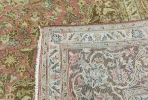 Antique Muted Rose Floral 9'5X15'3 Distressed Vintage Oriental Rug