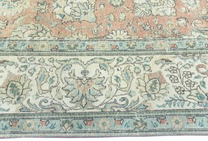 Antique Muted Orange Floral 9'5X12'7 Distressed Vintage Oriental Rug
