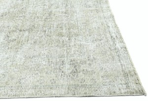 Antique Muted Beige Floral 9'4X12'6 Distressed Vintage Oriental Rug