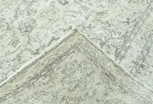 Antique Muted Beige Floral 10X13 Distressed Vintage Oriental Rug