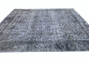 Antique Muted Gray Floral 8'2X10'5 Distressed Vintage Oriental Rug