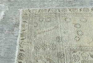 Antique Muted Beige Floral 9'8X12'3 Distressed Vintage Oriental Rug