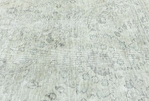 Antique Muted Beige Floral 8X11 Distressed Vintage Oriental Rug