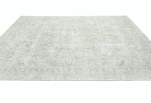 Antique Muted Beige Floral 8X11 Distressed Vintage Oriental Rug