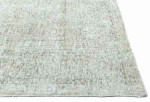 Antique Muted Beige Floral 9X12 Distressed Vintage Oriental Rug